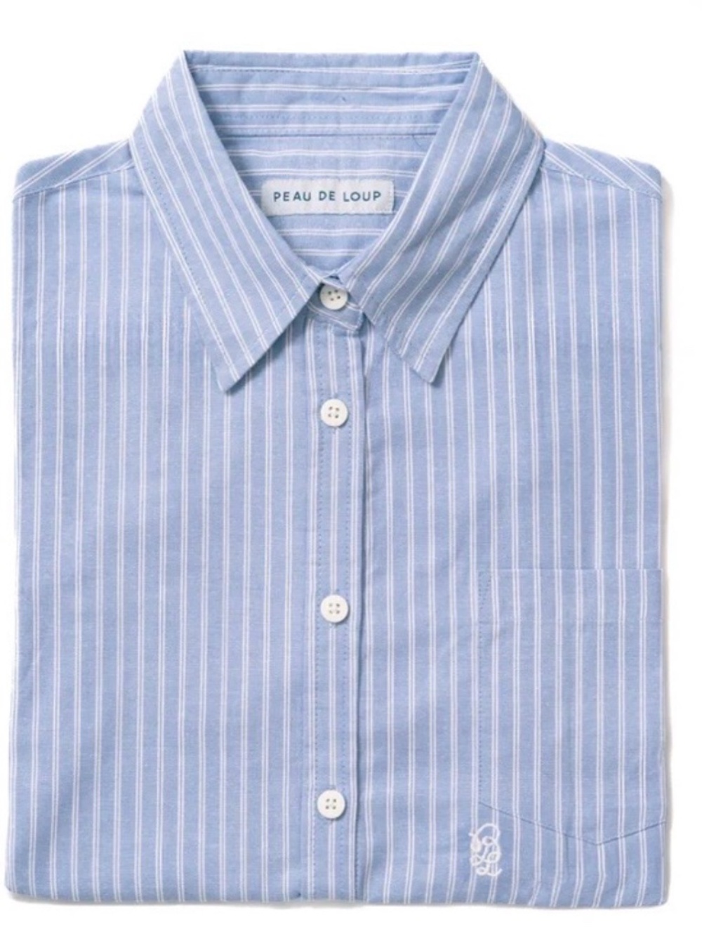 Peau de Loup blue striped short sleeve button up